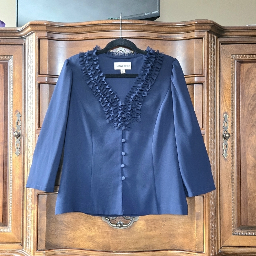Danny & Nicole Jacket/cami Set. Navy, 14.